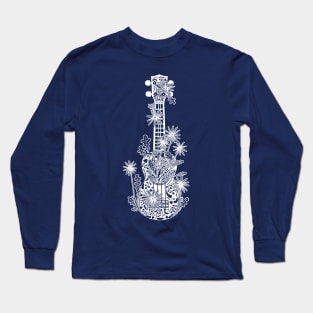 Floral ukulele - light on dark Long Sleeve T-Shirt